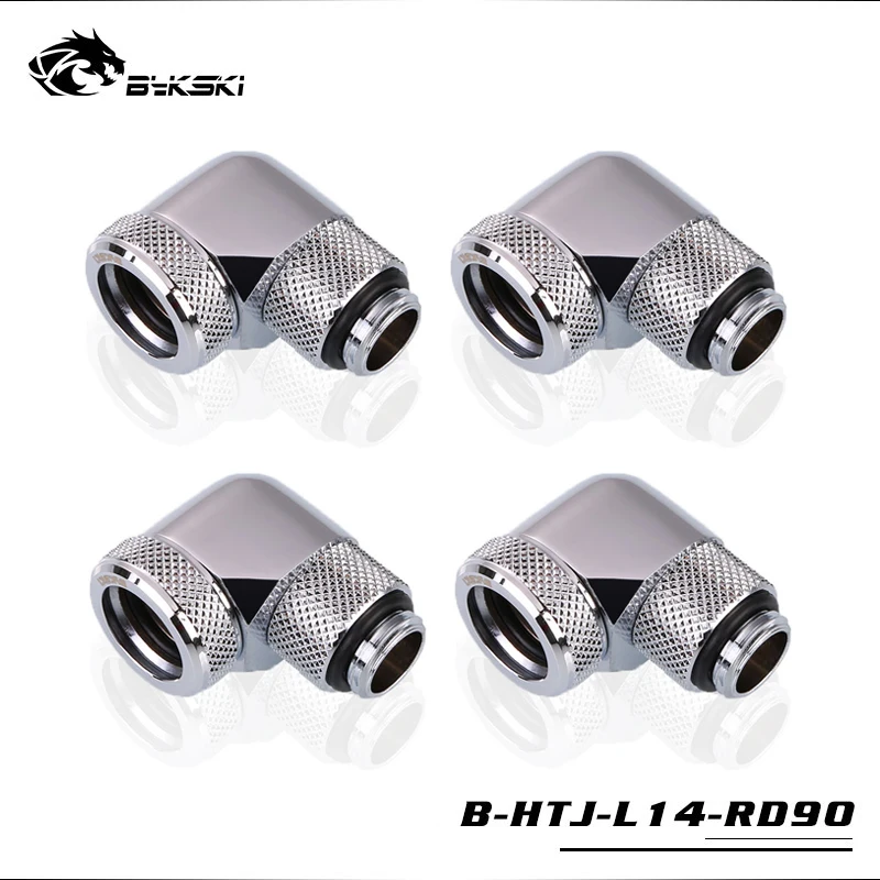 4pcs/lots BYKSKI  90 Degree OD14mm Hard Tube Rotary Fitting Hand Compression Fitting G1/4\' Pipe for OD14mm Acrylic PETG Tube