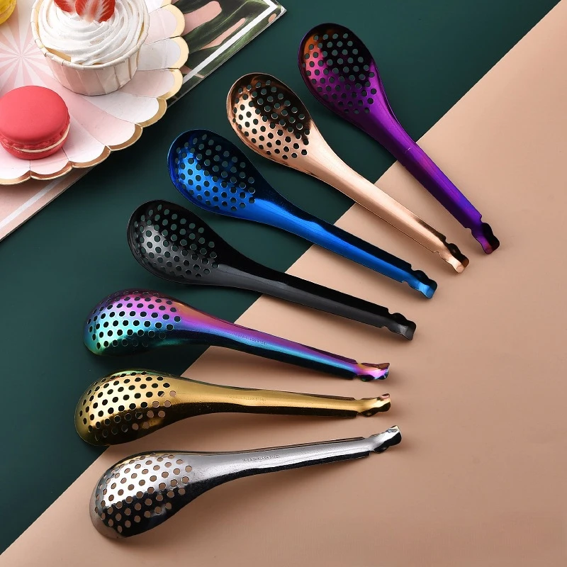 1 Piece Perforated Stainless Steel Kitchen Roe Spoon Caviar Strainer Spoon Durable Kitchen Cooking Gadgets