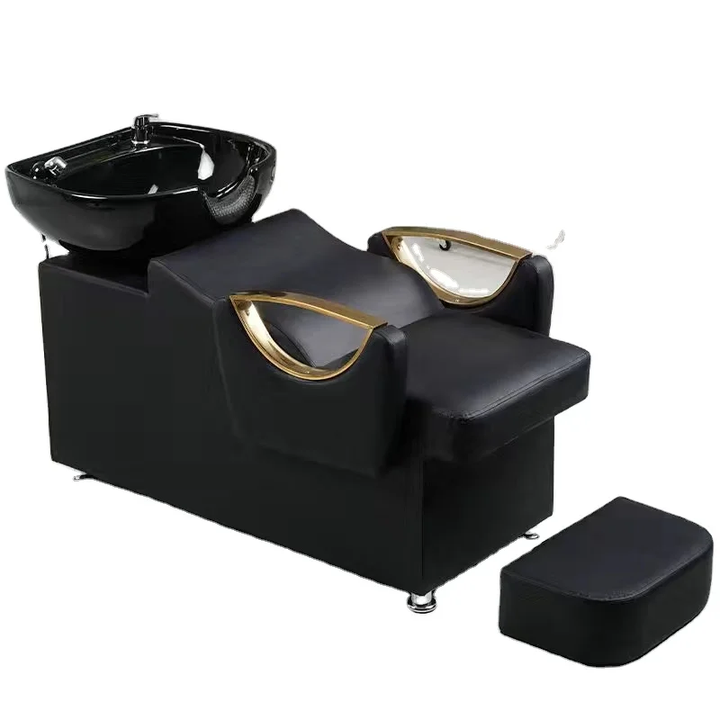

Barber Shop Furniture Shampoo Sink Hair Salon Wash Basin and Chair Modern 2 Piece Beauty Salon Furniture Head Washer