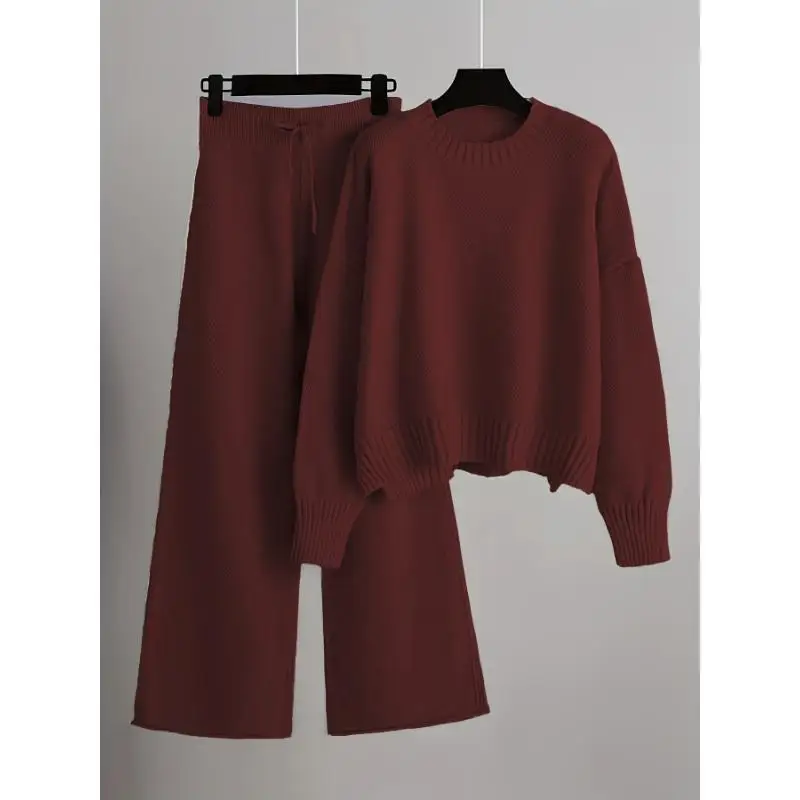 High Quality Autumn Winter Fashion Casual Knitted Suit Women's Stylish Ensemble Versatile All Seasons Wear Universal Fit