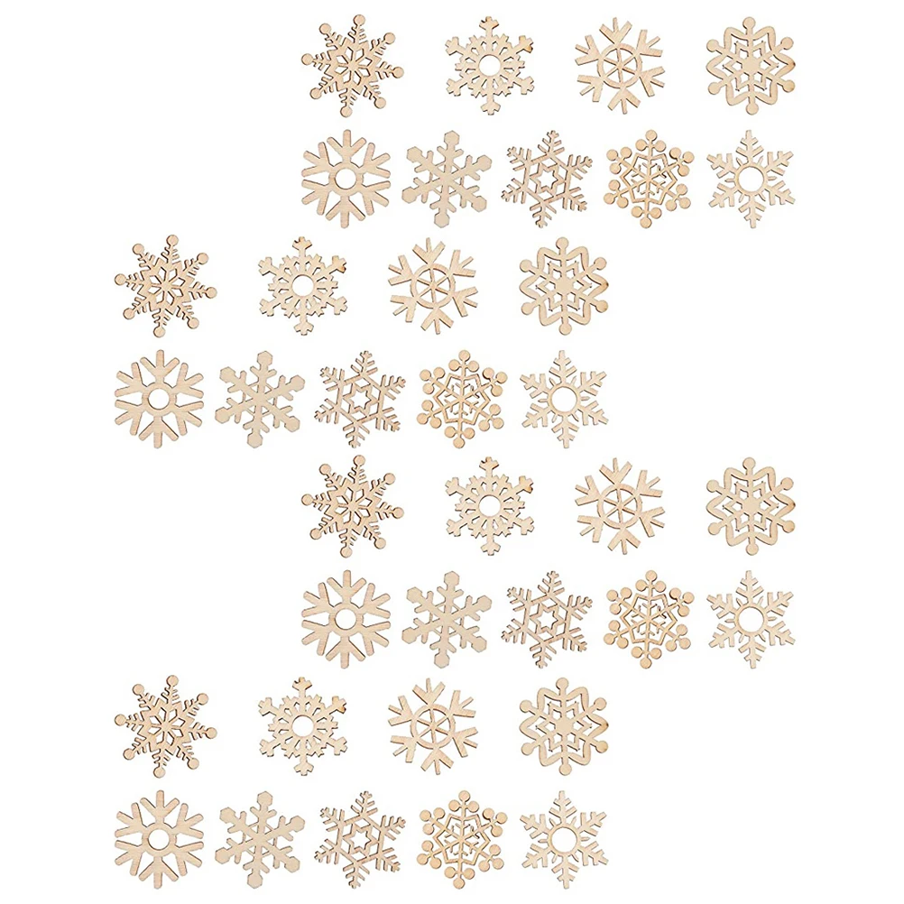 

45Pcs Wooden Mini Snowflake Pendants Christmas Ornaments Bulk DIY Crafts Tree Hanging Decoration Mini Snowflake