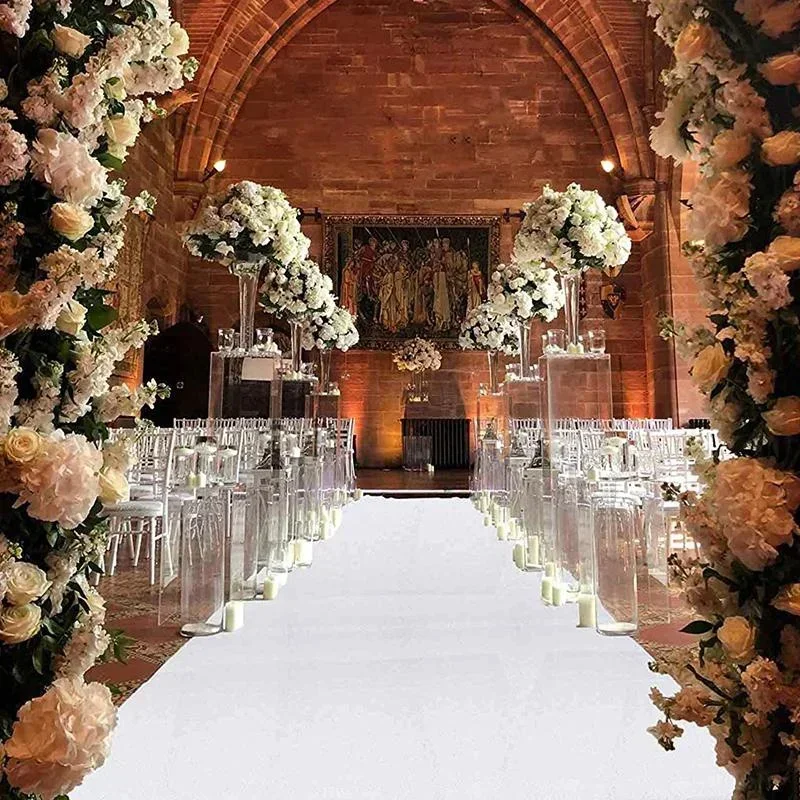 Alfombra romántica para pasillo de boda, tapete blanco y rojo para fiesta, banquete, interior y exterior, decoración antideslizante, 5/10M