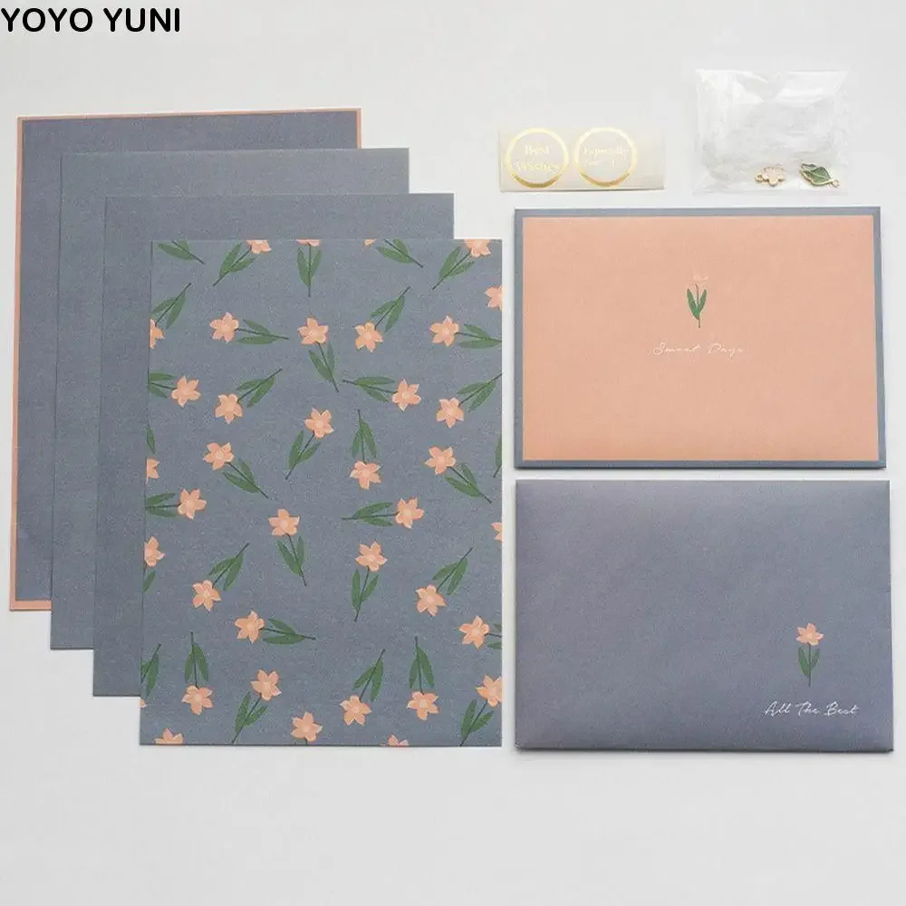 

Holiday Wishes Flowers Floral Envelopes DIY Postcard Greeting Letter Pads Kawaii Writable Letter Writing Paper Wedding Party