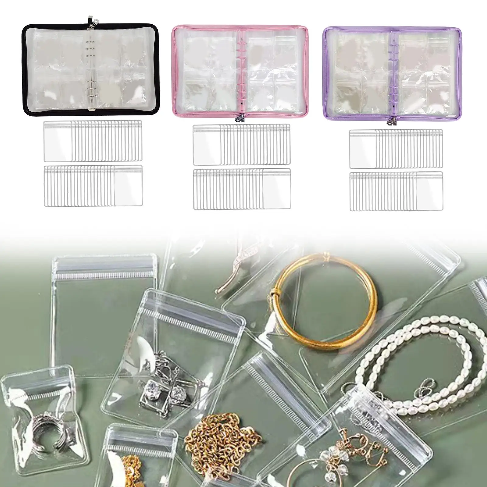Jewelry Storage Book with Earring Organizer Case And Clear Pouch for Travel