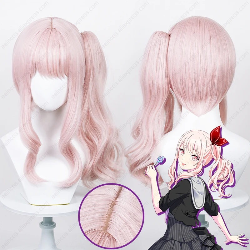 Anime Akiyama Mizuki Cosplay Perücke 45cm lange rosa lockige Kopfhaut Perücken hitze beständiges synthetisches Haar