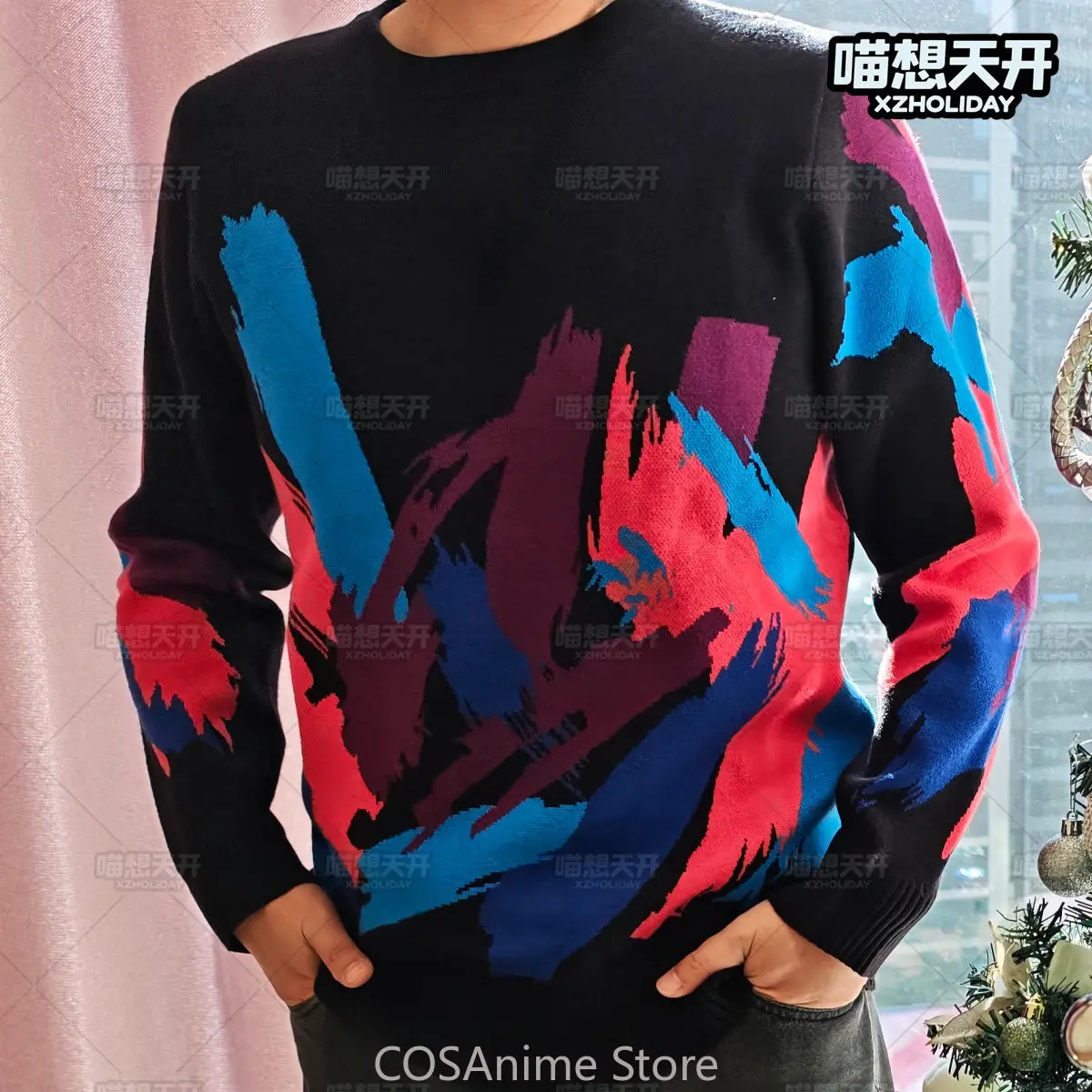 

Аниме Love and Deepspace Rafayel Косплей Костюм Модный вязаный пуловер Повседневная одежда Свитер Топ с круглым воротником Подарок фанатам