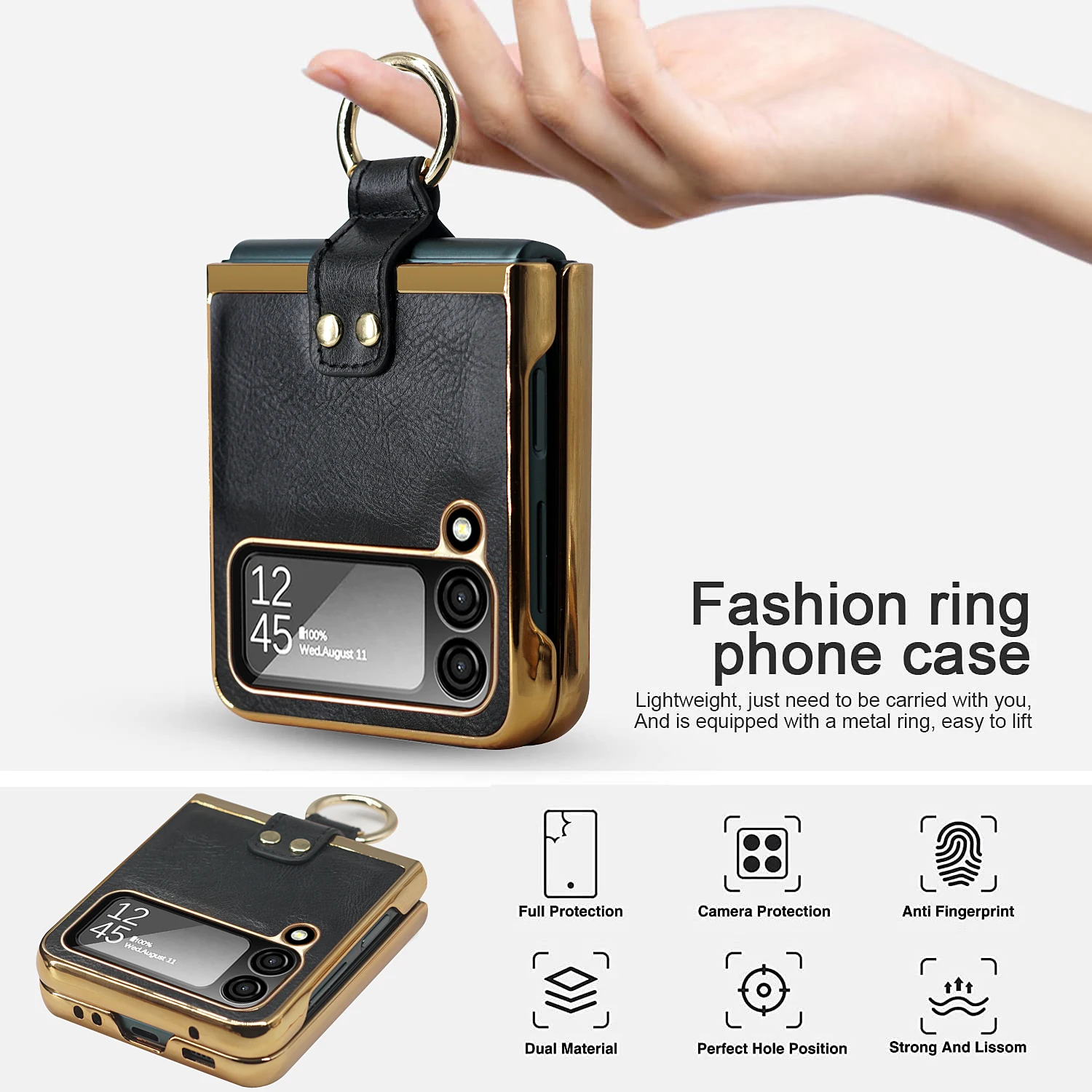Luxury Business Retro Leather Case for Samsung Galaxy Z Flip 3/Z Flip 4 Folding Screen Shockproof Protective Cover Funda