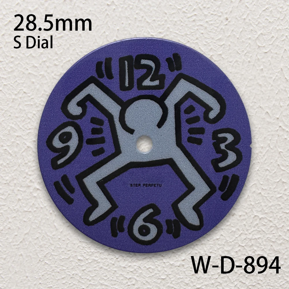 28.5mm S Logo Cartoon Enamel Dial Fit NH35/NH36/4R/7S Japanese Movement High-Quality Dial Watch Modification Accessories