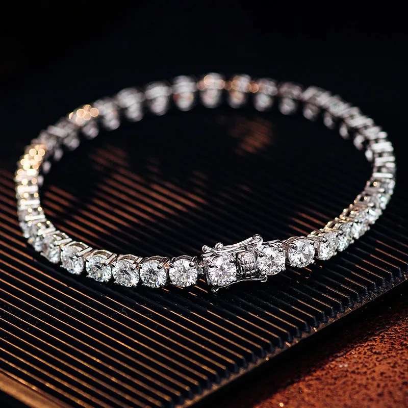 Provence Moissanite Bracelet for Women Man 2/3/4/5/6 mm D Color VVS1 S925 Tennis Link Bracelet Hand Chain