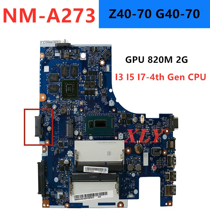 FOR Lenovo Ideapad14Inch Z40-70 G40-70 Laptop Motherboard NM-A273 I3 I5 I7-4th CPU,  GPU GT820M 2G DDR3 100% Tested OK