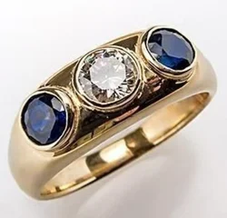 ORZTOON Creative Gold Color Inlay Blue Color Rhinestone Exquisite Rings For Women Birthday Party Jewelry 2024 New