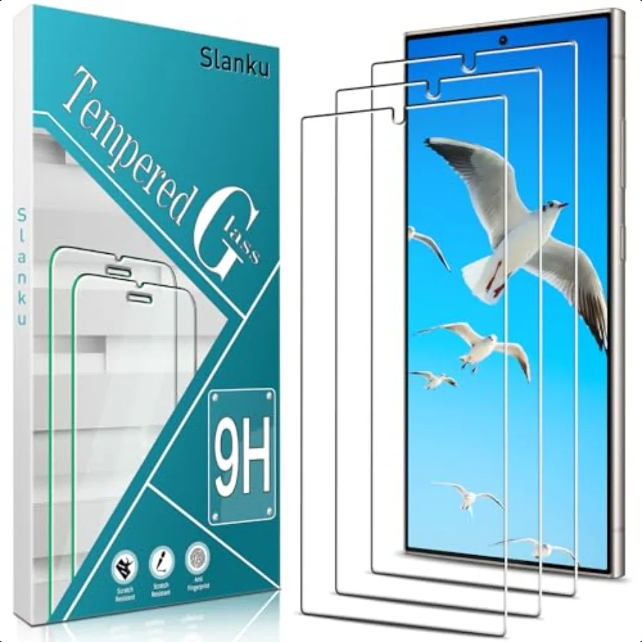 Slanku [Confezione da 3] Pellicola salvaschermo per Samsung Galaxy S24 Pellicola in vetro ultra temperato per sblocco impronte digitali HD trasparente resistente ai graffi
