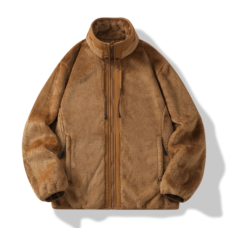 Флисовая хлопковая куртка для мужчин, утолщенное пальто с воротником-стойкой, повседневное теплое универсальное зимнее пальто, свободный кардиган, зимняя куртка