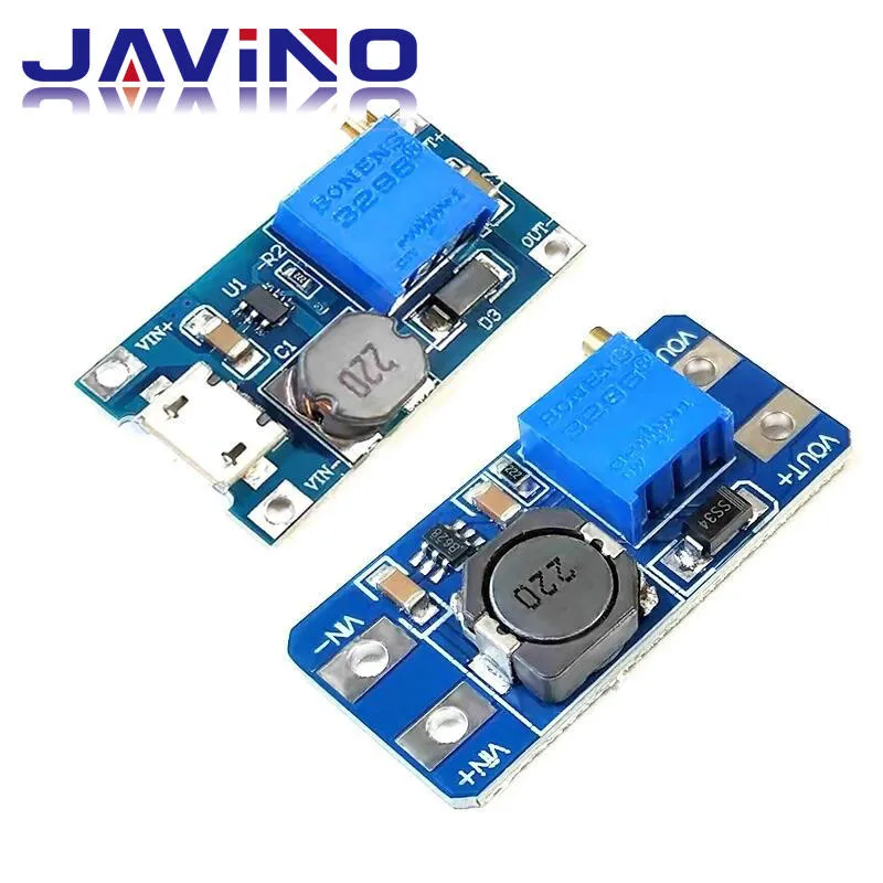 MT3608 DC-DC Adjustable Boost Module 2A Boost Plate Step Up Module with MICRO USB 2V-24V to 5V 9V 12V 28V