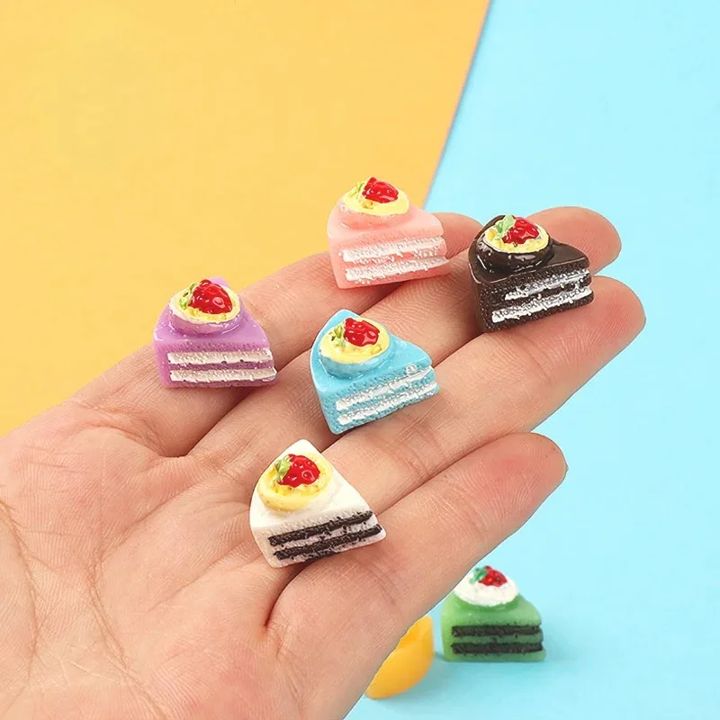 10pcs 3D Mini Resin Cake Flatback Cabochon Charms Kawaii Dollhouse Miniatures DIY Scrapbooking Craft Accessories