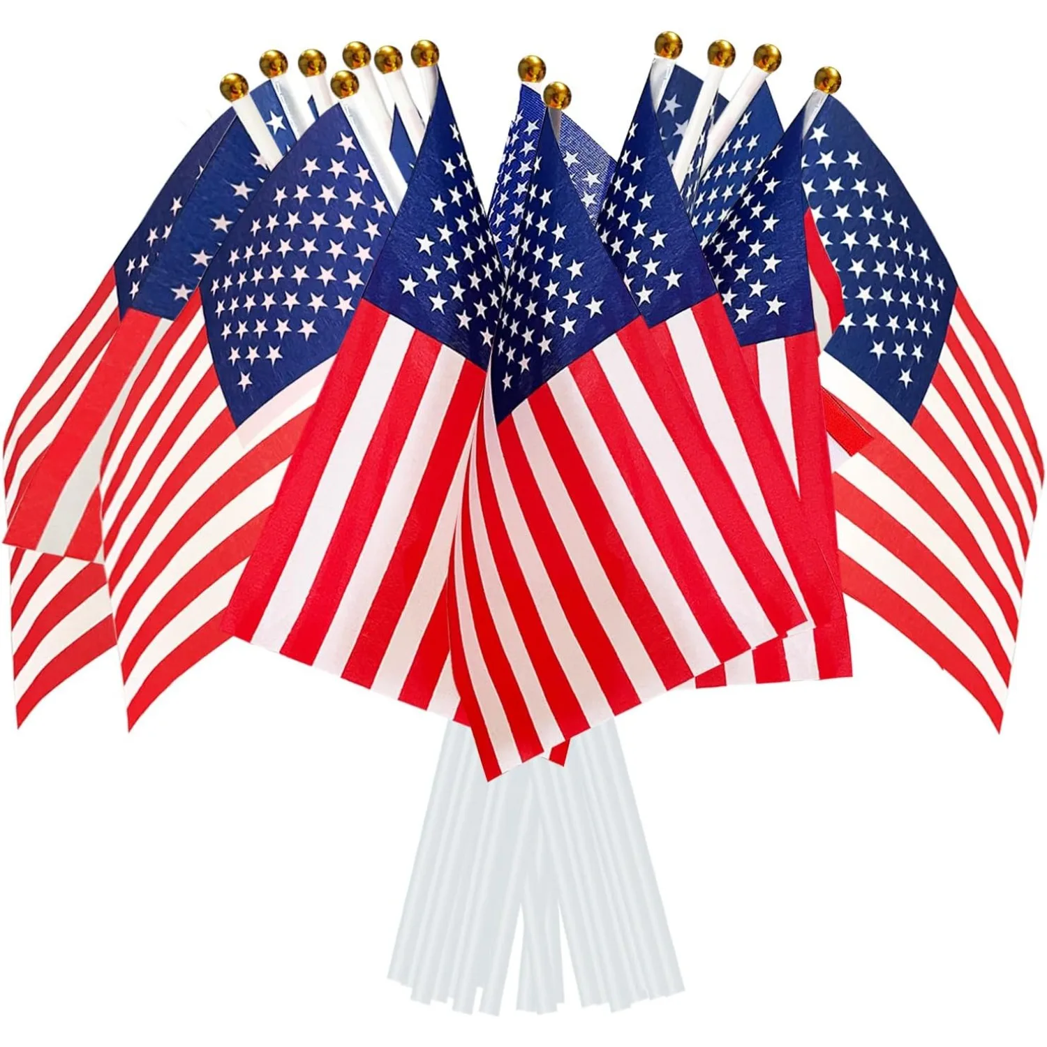 50pcs/20pcs American USA Flags on Sticks for 4th July Decorations, America Small Flags for Memorial Day Independence Day Decor
