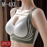 3 unids/set sujetadores push-up para mujer, sujetador sin aros, correas ajustables, Bralette, ropa interior acolchada sin costuras, sujetador transpirable de talla grande M-4XL