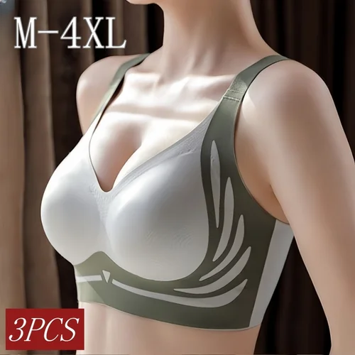 3 unids/set sujetadores push-up para mujer, sujetador de realce antiflacidez, sujetador sin aros, correas ajustables, ropa interior sin costuras, sujetador acolchado de M-4XL