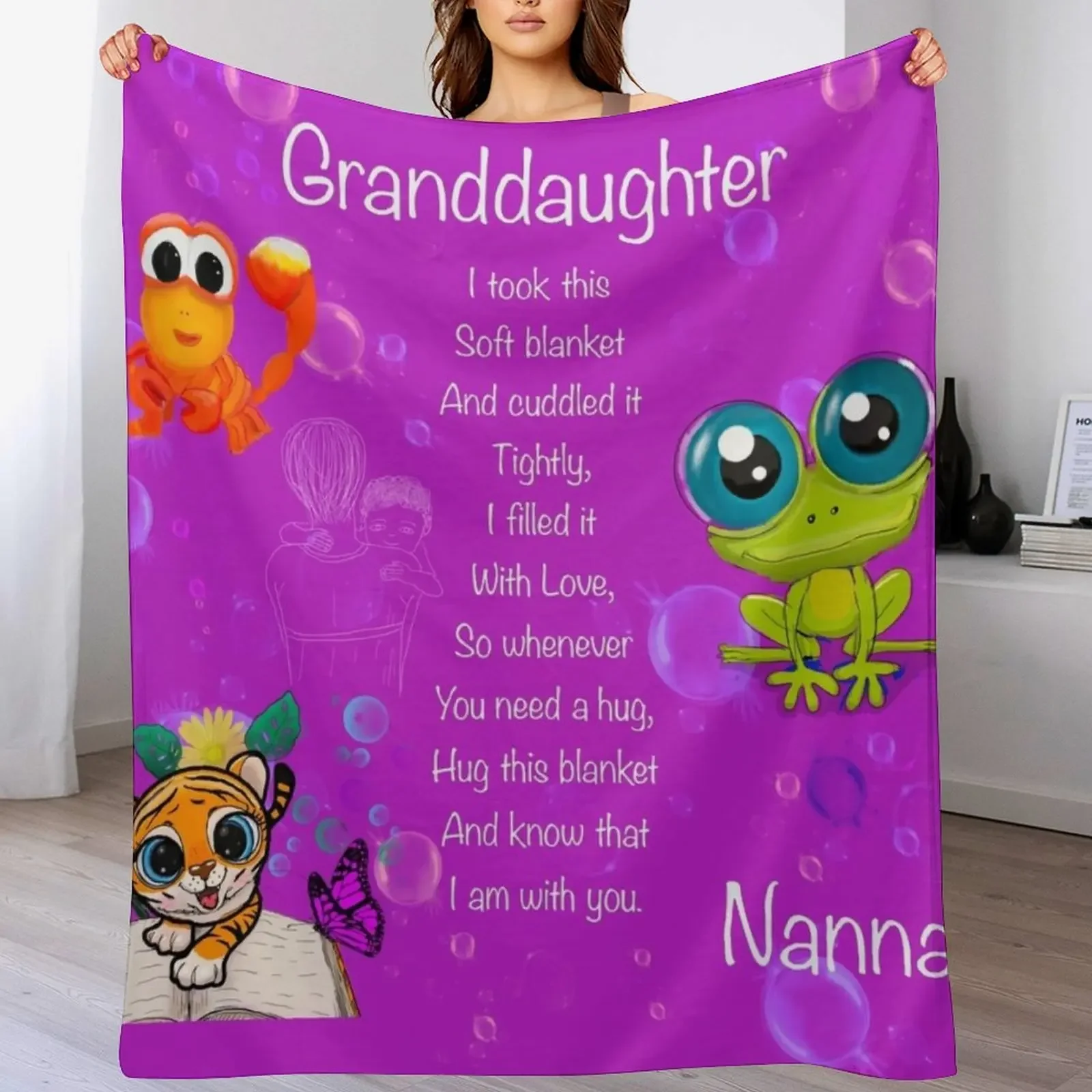 

To Granddaughter, love from Nanna, cuddle blanket Throw Blanket Soft Cozy Blanket for Pet Kids Adults