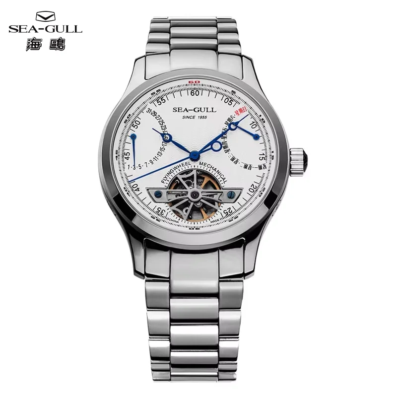 2025 Seagull Men\'s Automatic Mechanical Watch Multifunction Dial Calendar Sapphire Steel Band Men\'s Wristwatch Reloj Hombre M162