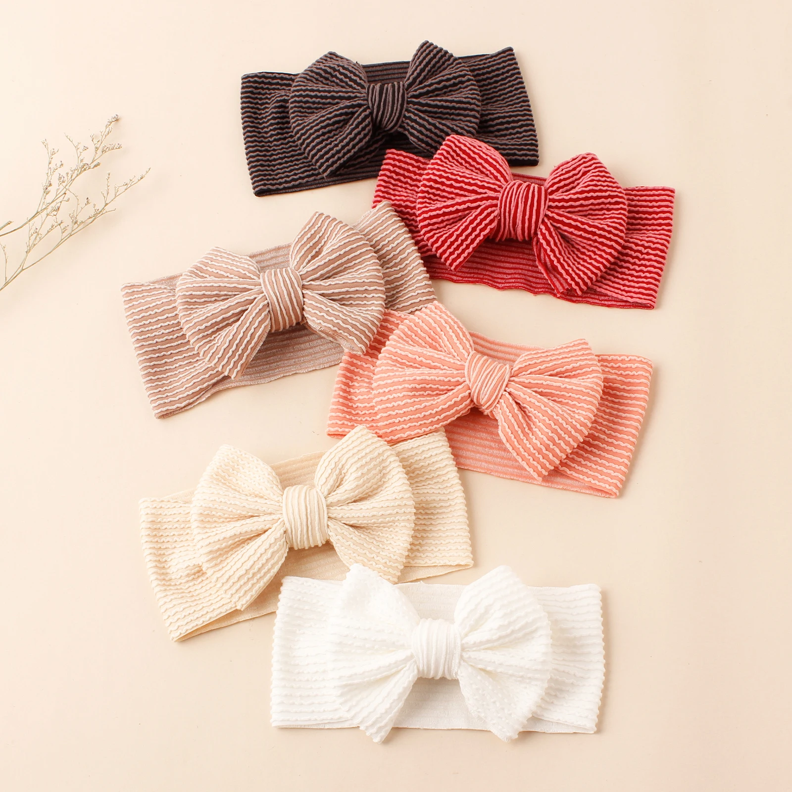 3 Pieces of Soft and Comfortable Elastic Headbands with Cute Striped Bows Perfect for Daily Wear and Photos Suitable For Baby