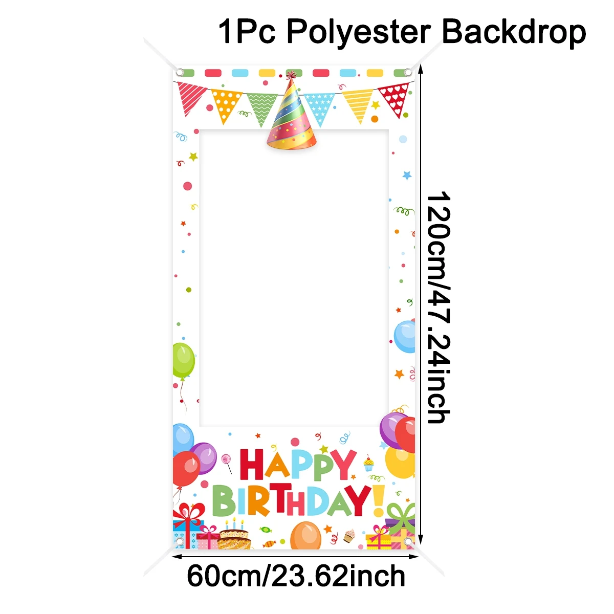 Bunte Happy-Birthday-Fotobox-Requisiten: Rahmen mit Ballonmuster für Erwachsenen-Geburtstagsfeiern, Hintergrund-Dekorationsrahmen – Detail 4