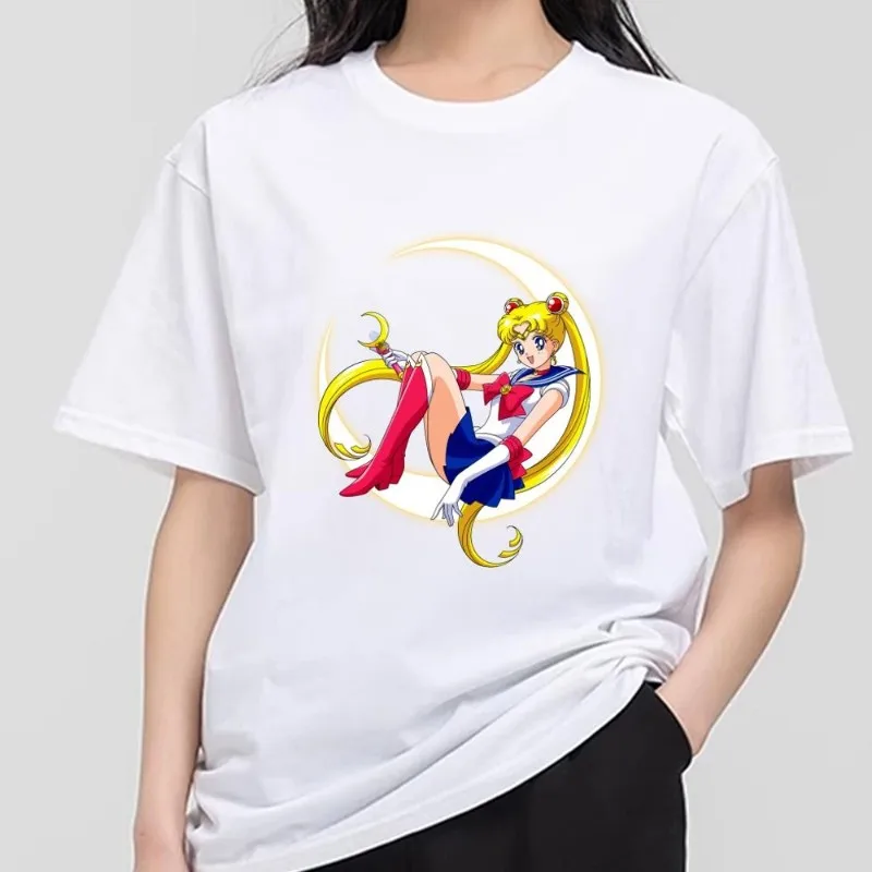 Bilibili Sailor Moon T Shirt Men Couple Combination Clothes Short Sleeve Collar Fashion T-shirt Women Cotton