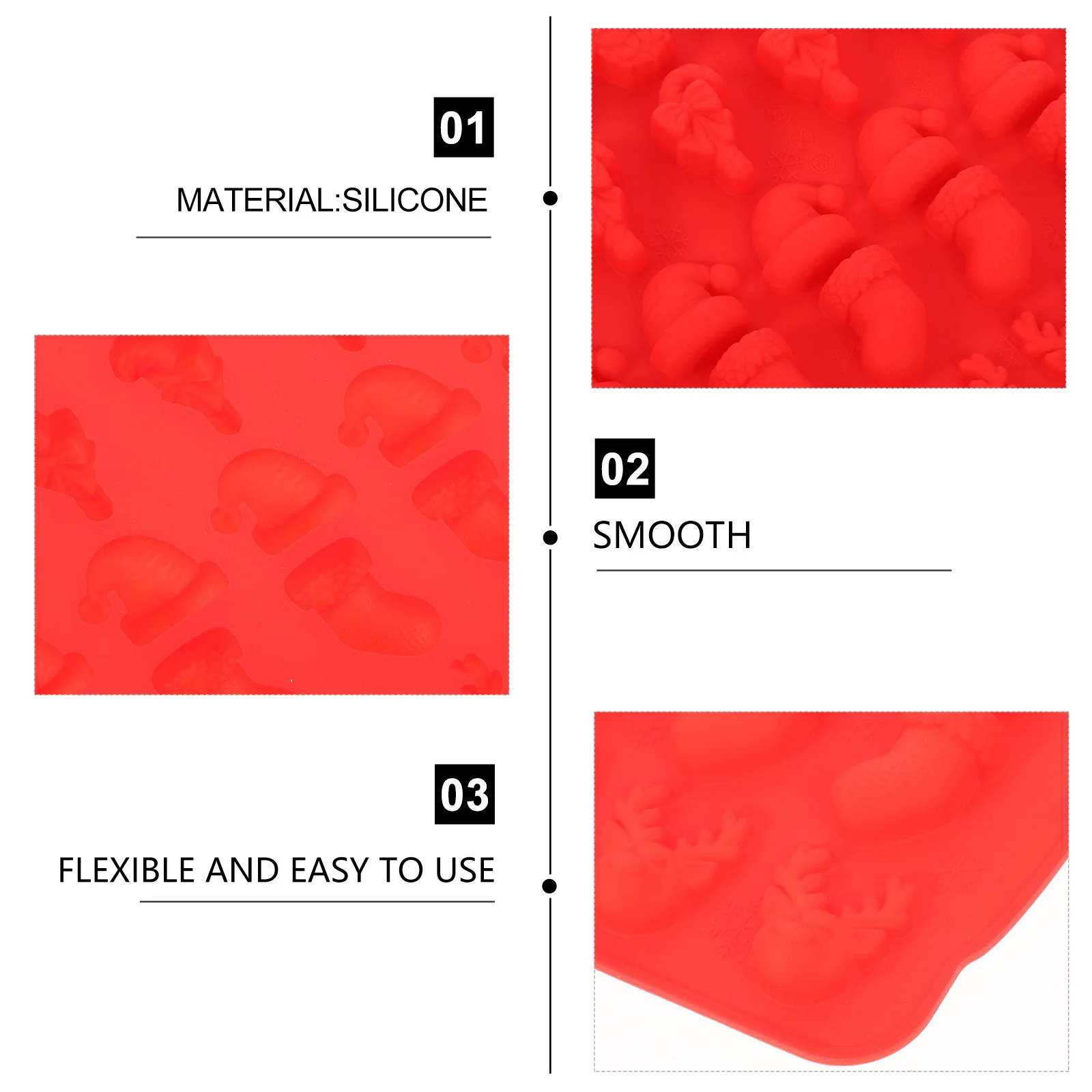 

2Pcs Silicone Candy Mold Christmas Chocolate DIY Baking Mold Flexible Lovely Silicone Molds for Kitchen Baking Supplies