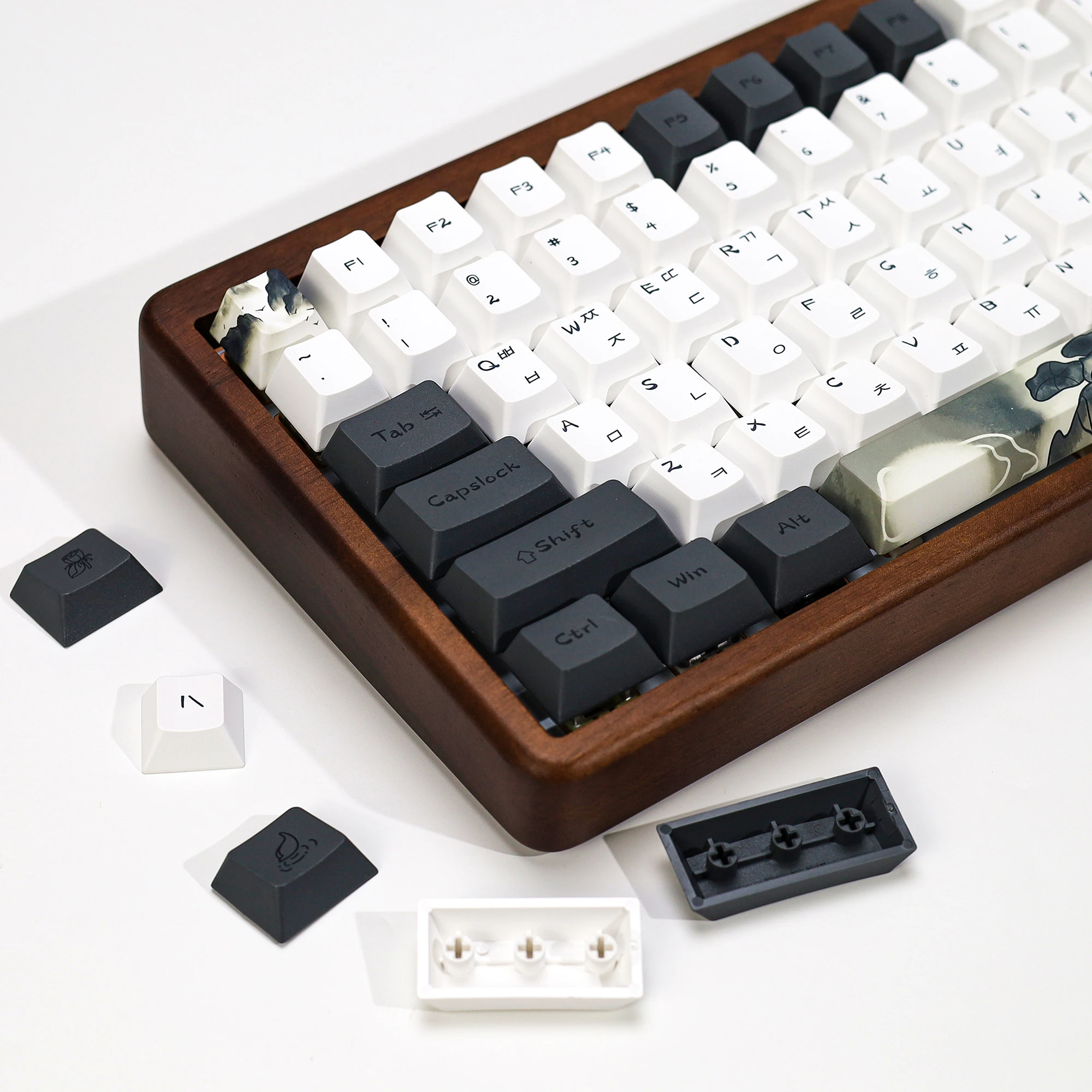 

KBDiy Ink Lotus Keycap Cherry Profile Корейские колпачки для клавиш PBT для механической игровой клавиатуры DIY 142 клавиши Aula F75 F87 F99 колпачки для клавиш