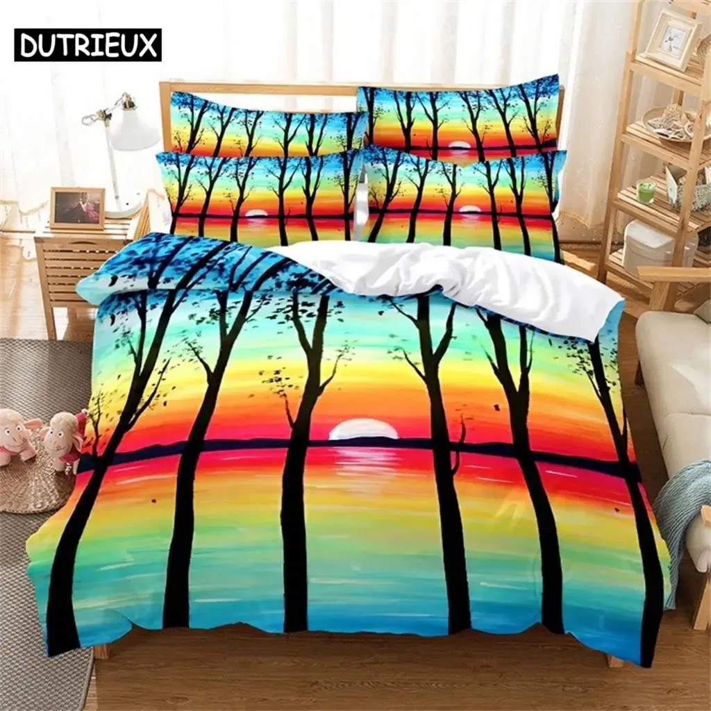 Sunrise Comfortable Duvet Quilt Cover Pillowcase Bedding Set Children Bedroom Decoration Home Textile