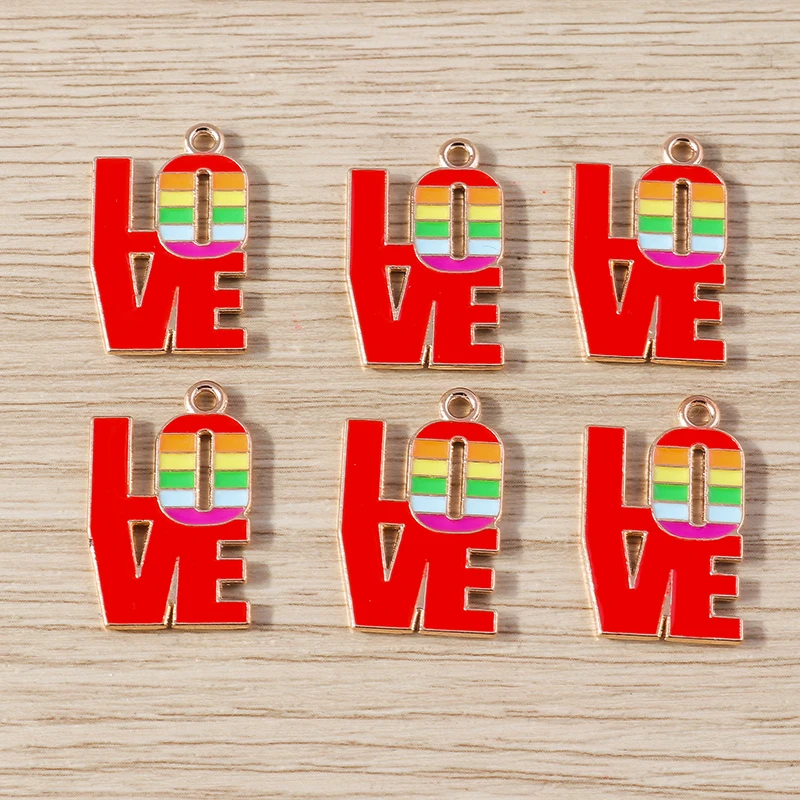 10 stücke Neue Bunte Emaille Liebe Herz Charms Anhänger für Schmuck Machen Frauen Mode Ohrringe Halsketten DIY Handwerk Liefert – Detail 7