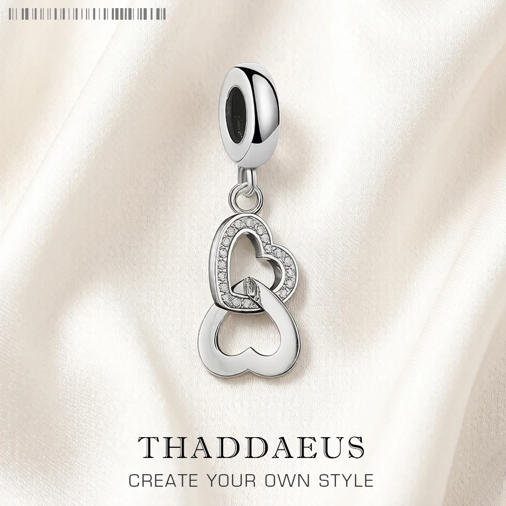 Link Herzen Charme Anhänger aus reinem 925er Sterling silber romantisches Geschenk für Frauen Liebhaber Schmuck