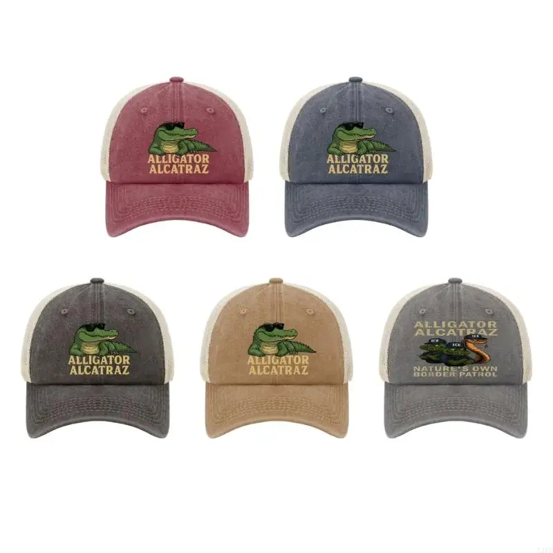 قبعة بيسبول قابلة للحمل بطباعة التمساح من نسيج البوليستر المسامي، قبعة عصرية مثالية للتنزه سيرًا على الأقدام ورحلة الشاطئ والصيف #1