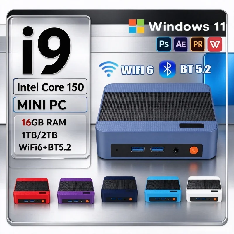 2026 New Hot Vibrant Intel N150 Mini PC Win11 16GB/32GB RAM 1TB SSD WiFi6 BT5.2 Plug And Play Desktop