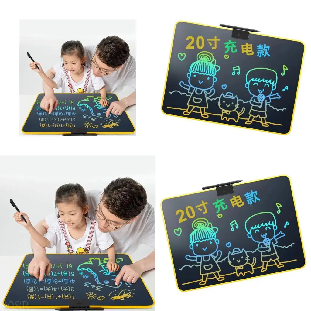 D08B القابلة لإعادة الشحن أطفال كتابة لوحة 16.5 بوصة شاشة شاشة محمولة رسم الكمبيوتر اللوحي مع زر محو للطلاء رسومات الرسوم