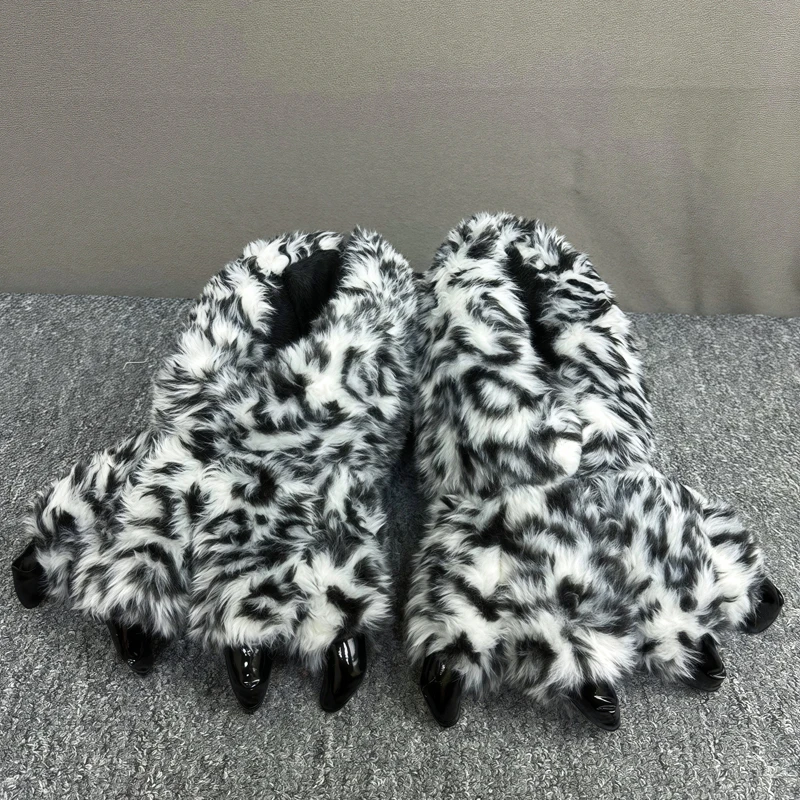 Disfraz de Cosplay de felpa para Halloween, zapatos peludos con pata de Animal, zapatos para niña y gato, bonito traje de peluche con pata de gato, calcetín para pie de Animal, regalo de Navidad