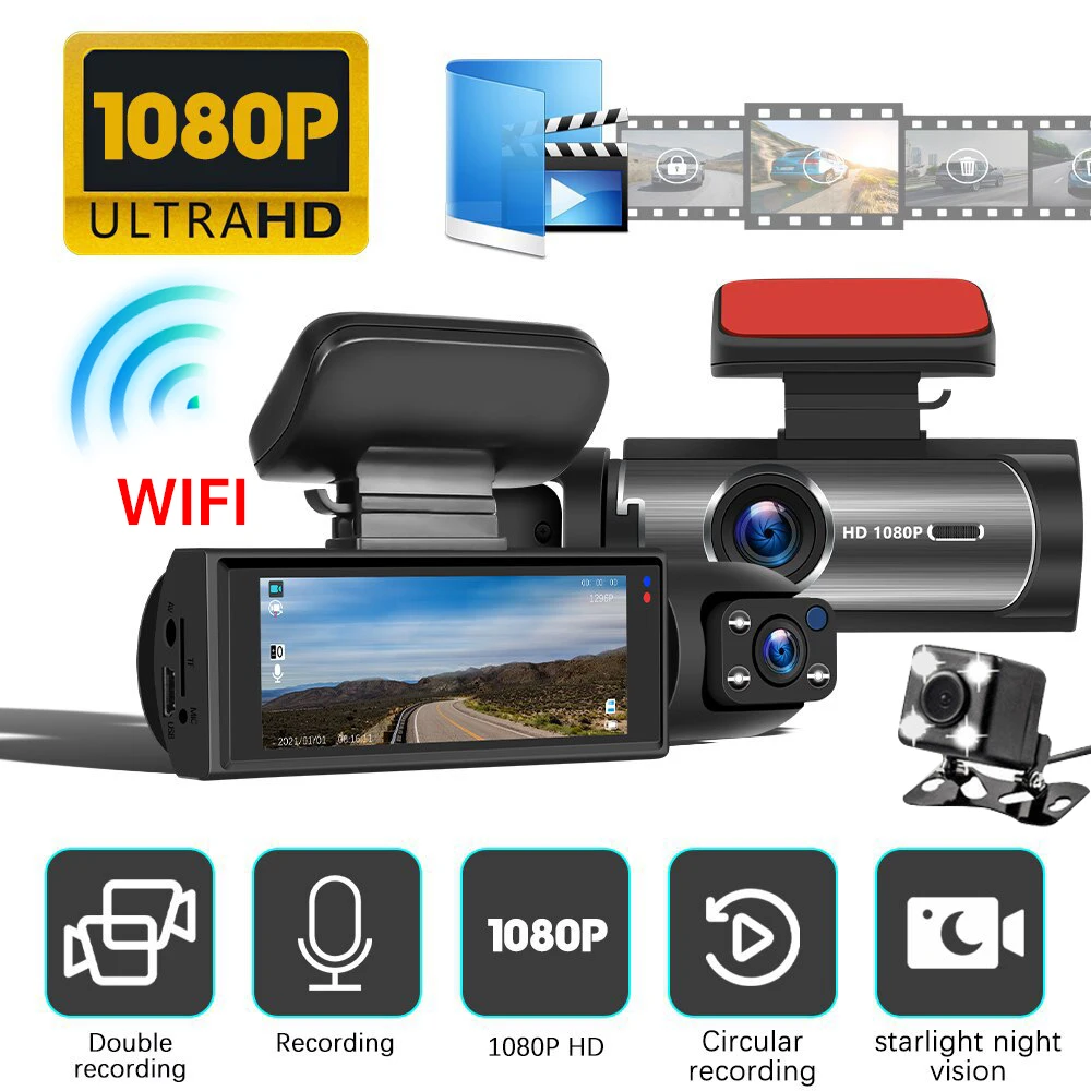 1080P HD WiFi Dash Cam for Car DVR Camera Video Recorder Auto Night Vision WDR Voice Control Wireless 24H Parking Monitoring