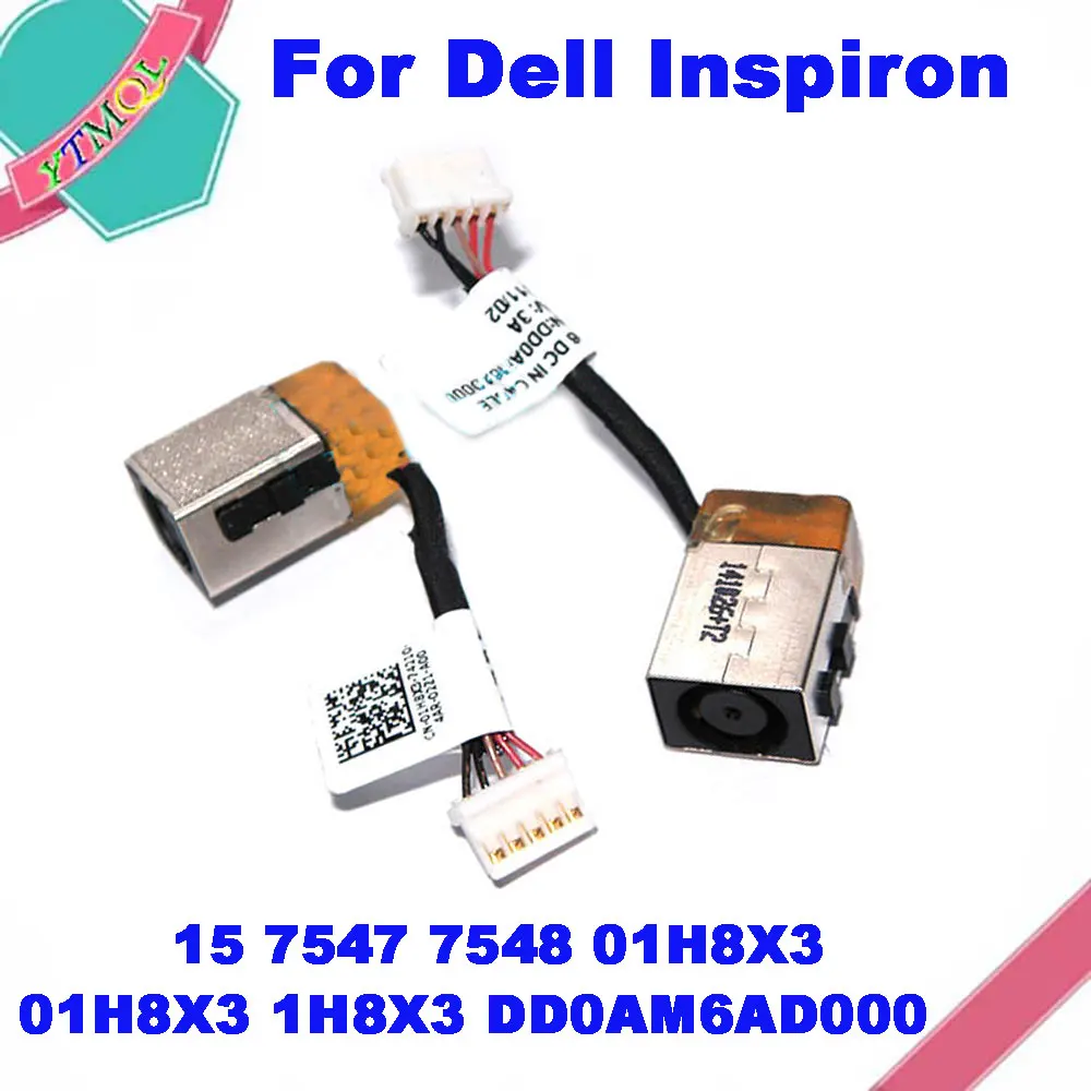 1-5Pcs Portátil Dc Power Jack Cabo Conector Para For Dell Inspiron 15 7547 7548 01H8X3 1H8X3 DD0AM6AD000