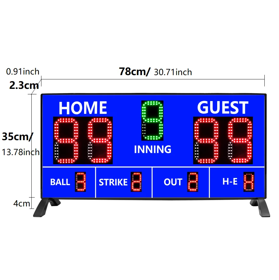 5-level Brightness Adjustable 9-digits Scoring Large Display Electronic Digital Softball Baseball Scoreboard With Stable Bracket