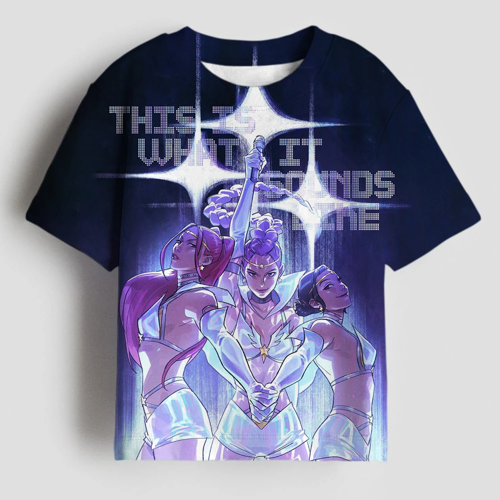 

3-14Y children's T-shirt, KPOP Hunters series 3D digital printing girl T-shirt, girl fashion cartoon T-shirt