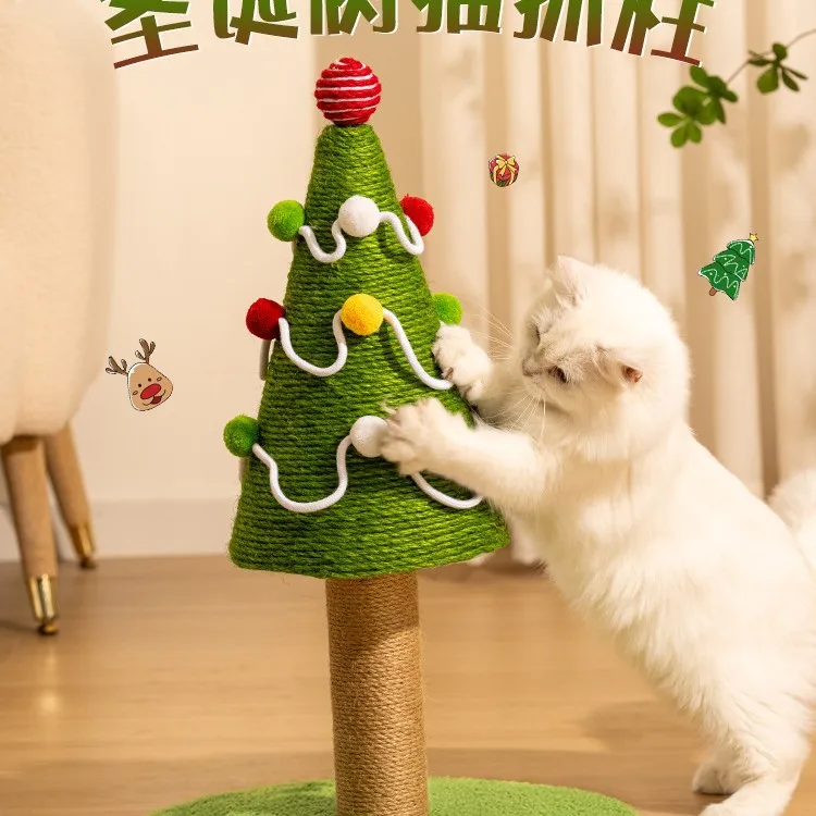 

Small Medium Cat Toys Integrated Exercise Wheel Shelf Christmas Tree-Style Cat Climbing Frame Sisal Scratching Board for Cats