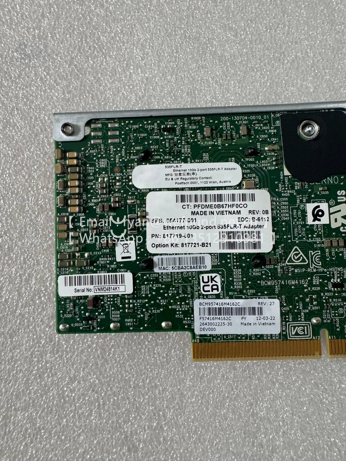 817721-B21 محول 10 جيجا بايت ثنائي منفذ 535FLR-T BCM57416