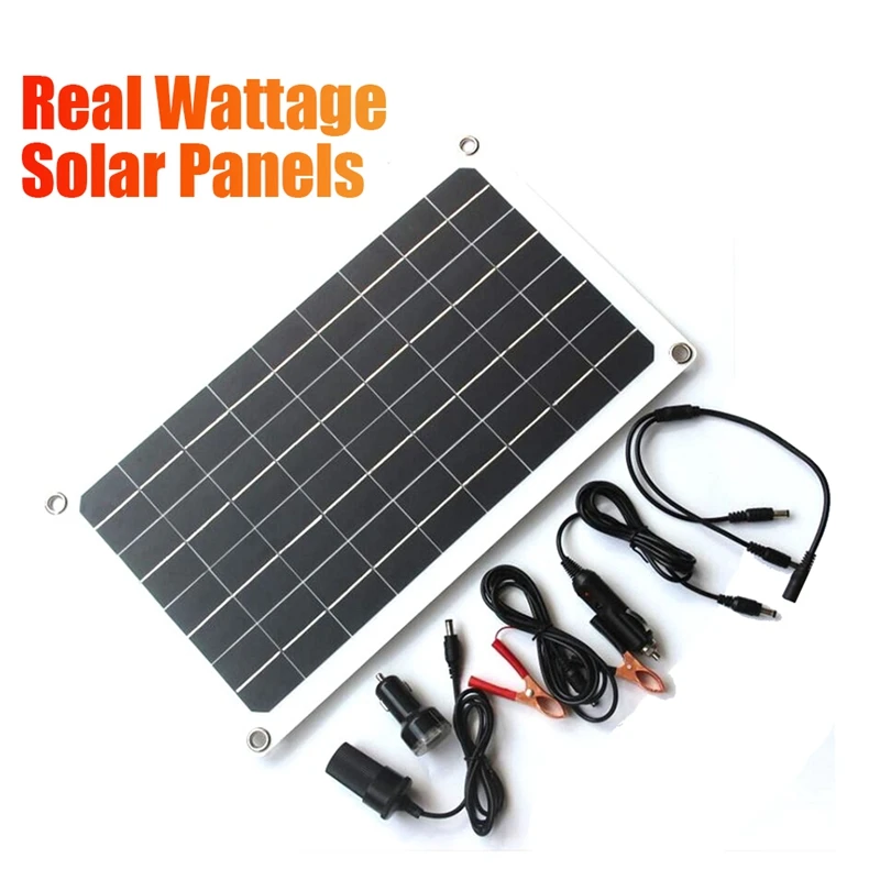 Hot 20W 12V Flexible Solar Panel Kit Dual DC Port Outdoor Camping Charge Kit For Car RV Boat Battery Moblie Phone