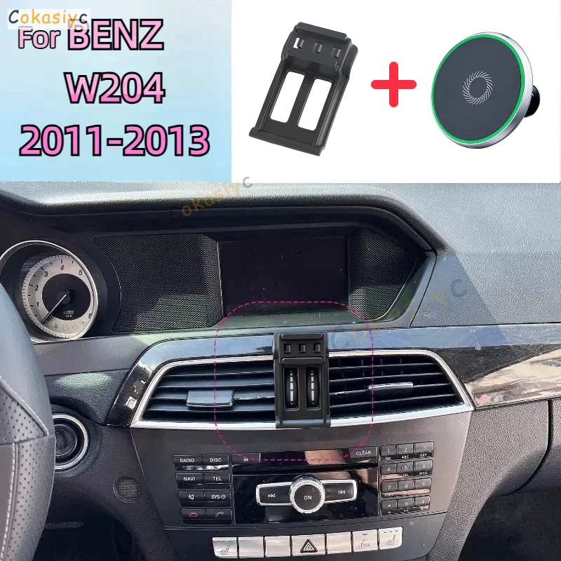 Für Mercedes Benz W204 C200 C260 C300 2011-2013 Magnetische Auto-Handyhalterung 15W Kabelloses Laden Handyständer Handyhalterung