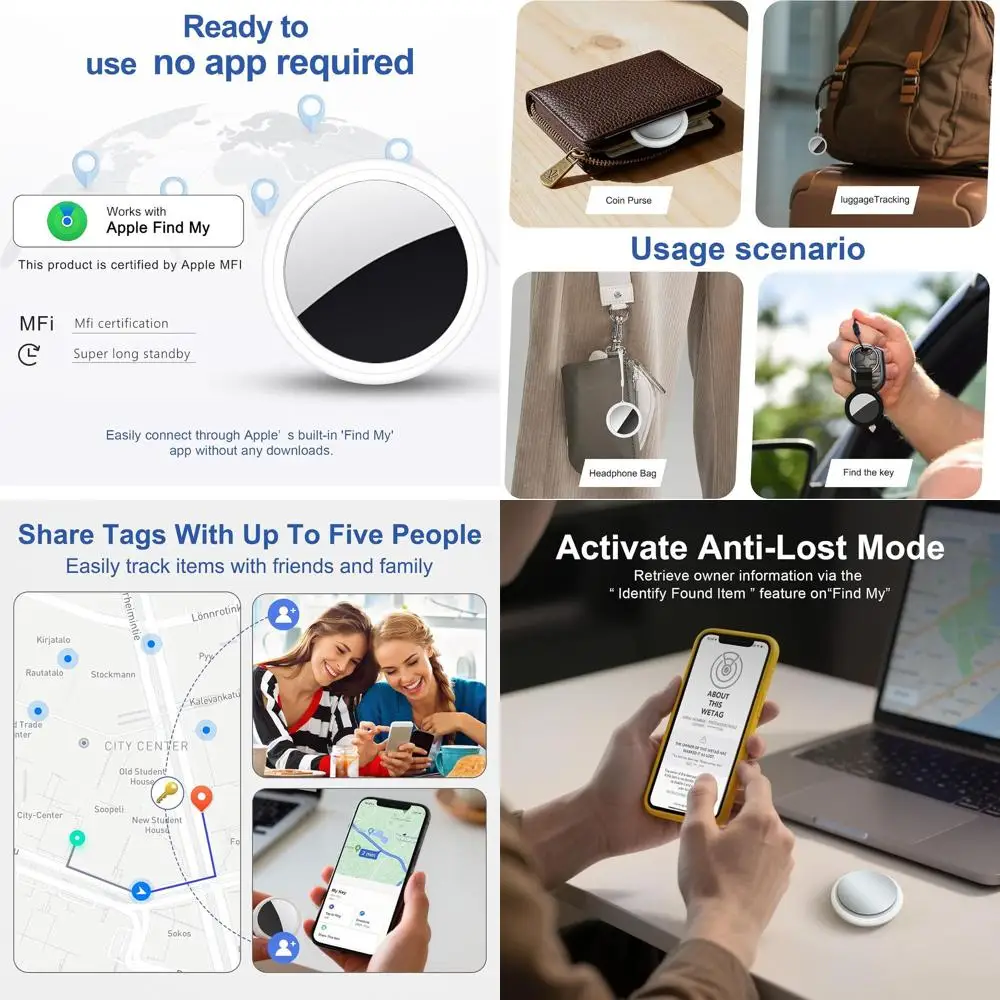 Dual Pack Certified Trackers with Find My Integration, Keyring Option, Waterproof, Long Battery Life, Wallet & Bag Compatible Ho