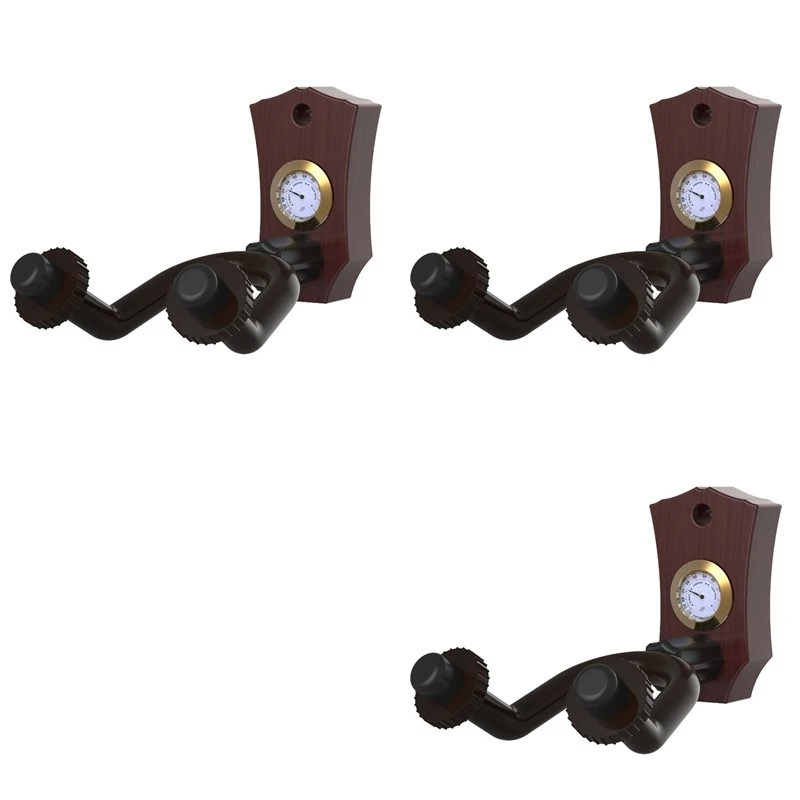 T22C 3X 2-In-1 Guitar Wall Mount With Hygrometer Humidity Meter Guitar Wall Hanger Stringed Instrument Holder Wall Hook