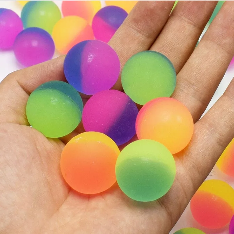 9Pcs Fun High Bounce Toy Balls Kids Bouncing Ball Pattern Two-color Bounce Ball Birthday Gift Kids Gift Party Favor Decoration