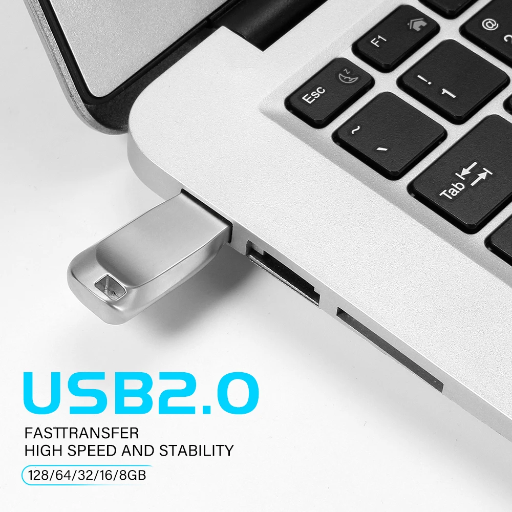 NEW Metal USB Flash Drive 2.0 High Speed 128GB 64GB 32GB 16GB 8GB Cle USB 2.0 Flash Pendrive 64GB 128GB Key Chain 2.0 Stick Pen