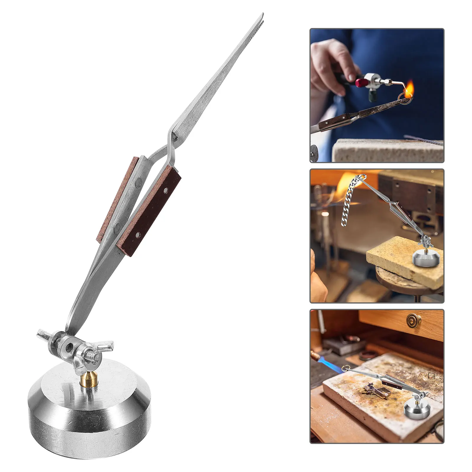 

Third Hand Desktop Tweezer Bent Tip Rebound Clamp Multi-Functional Welding Jewelry Making Tool Heavy Duty Carbon Steel Non-Slip