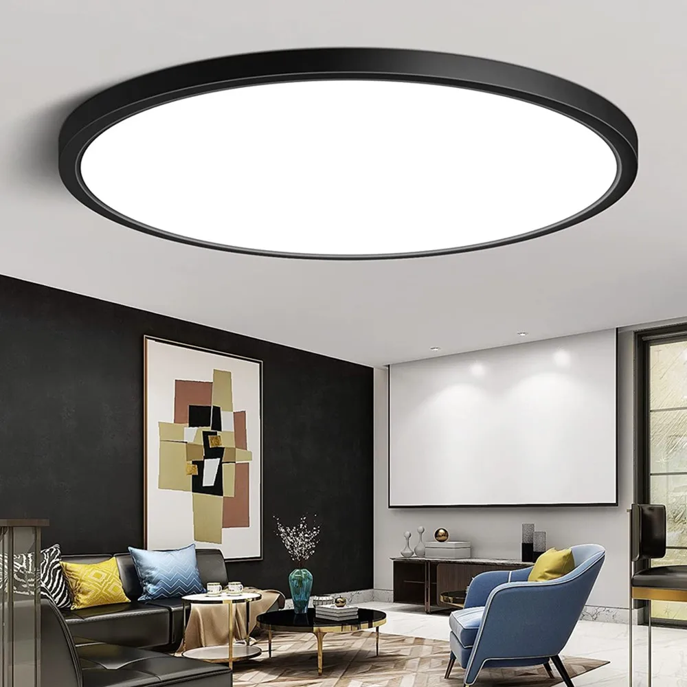 Duża lampa sufitowa LED z inteligentnym sterowaniem przez aplikację, ultracienka oprawa oświetleniowa, lampy sufitowe do sypialni i salonu.
